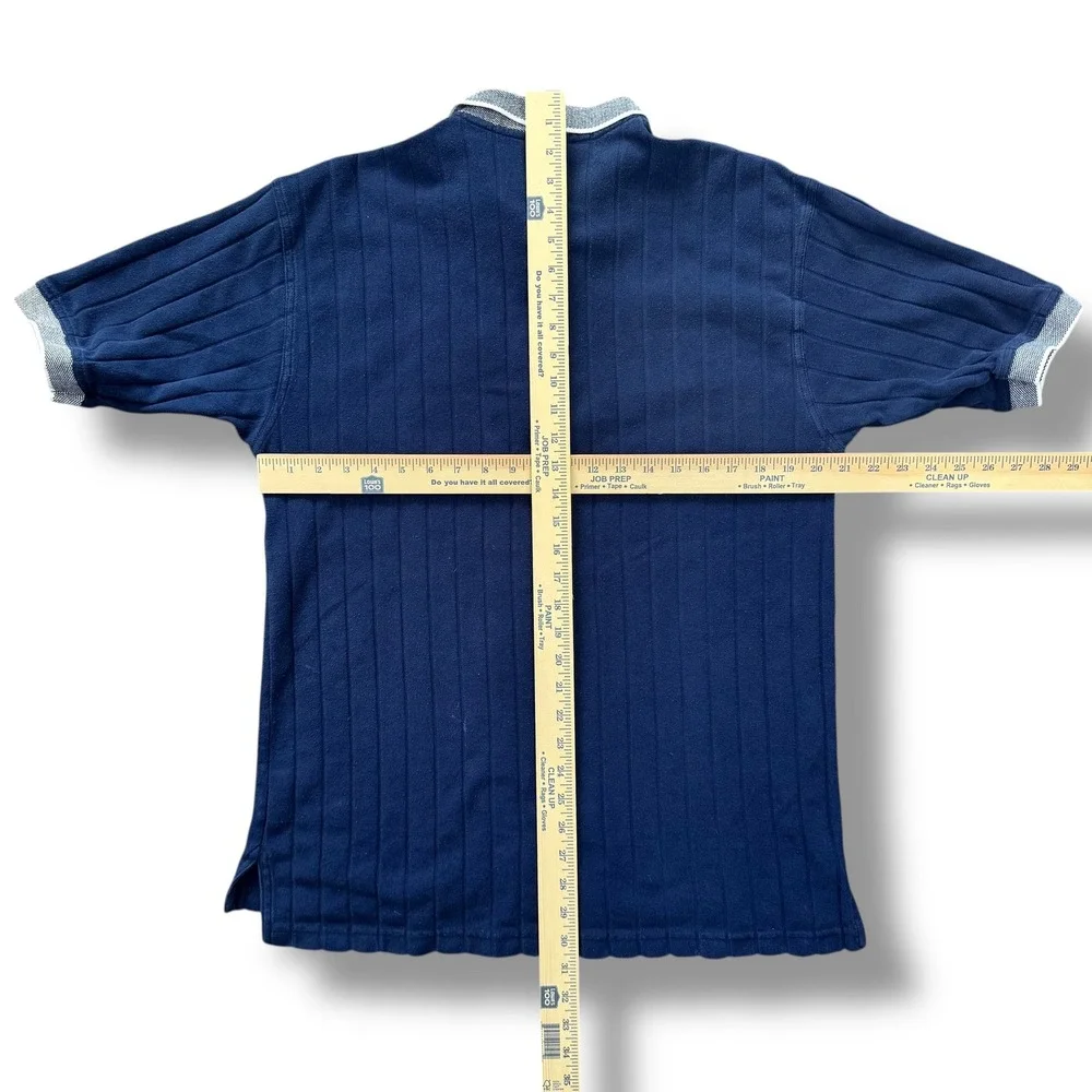 Vintage Lee Sport Giants Rugby Polo Shirt Navy Ribbed‎ Knit XL 90s Nutmeg Mills